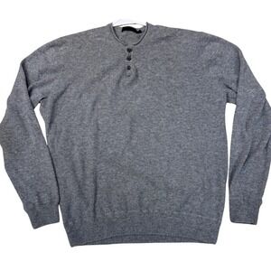 Cashmere Henley Sweater Raffi Gray Wool Blend Knit Mens XL Pullover Wool
